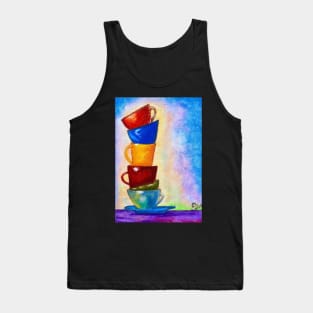 Piled cups colorful pastel art Tank Top